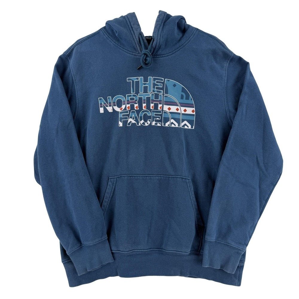 The North Face‎ Hoodie Mens Large Blue Pullover Fleece Southwest Logo Graphic